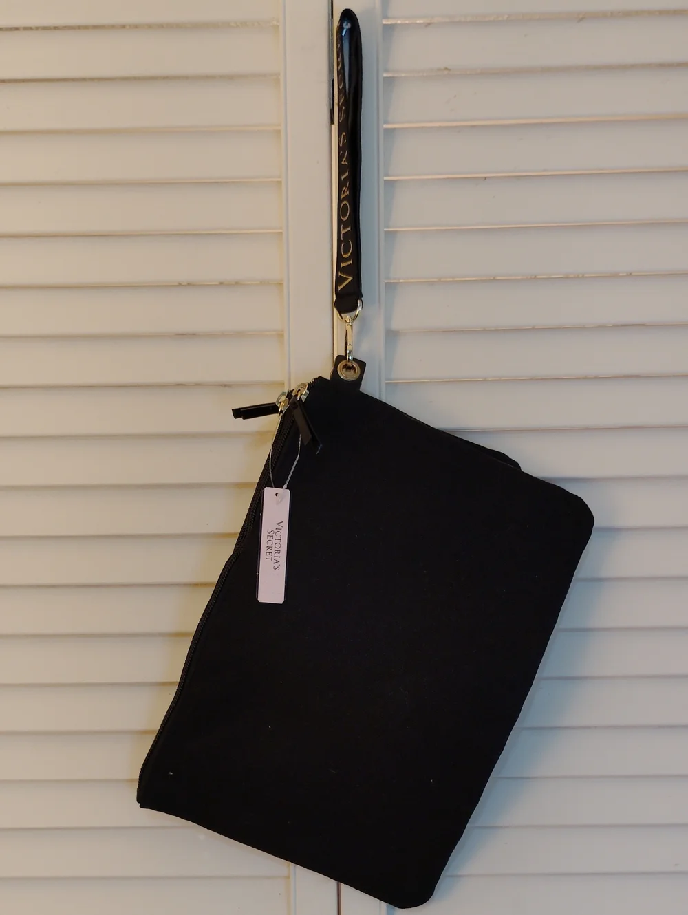 Victoria's Secret Black Wristlet with Pink and Silver Sequins